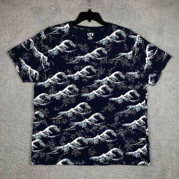 Uniqlo Other - Hokusai Blue Uniqlo UT Shirt Adult Extra Large Great Wave Off Kanagawa AOP Mens